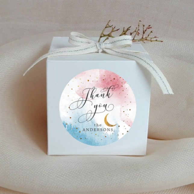 Twinkle Little Star Gender Reveal Favour Classic Round Sticker (Creator Uploaded)