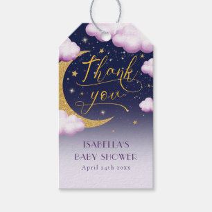 Twinkle Little Star Girl Baby Shower Thank You Gift Tags