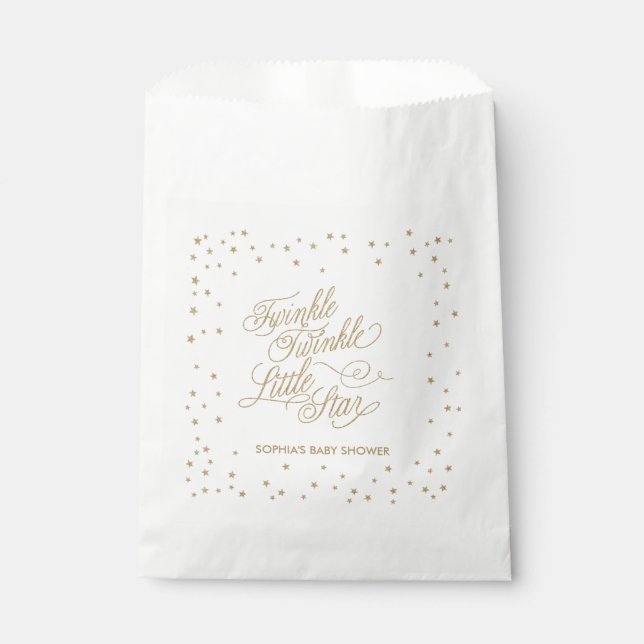 Twinkle Little Star Gold Baby Shower  Favour Bags (Front)