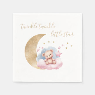 Twinkle Little Star Gold Moon Baby Shower Napkin