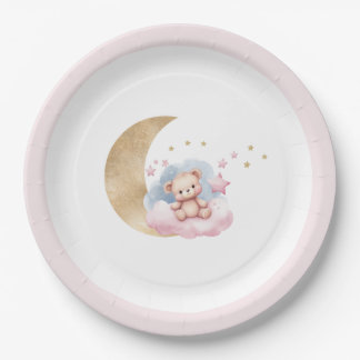 Twinkle Little Star Gold Moon Baby Shower Paper Plate