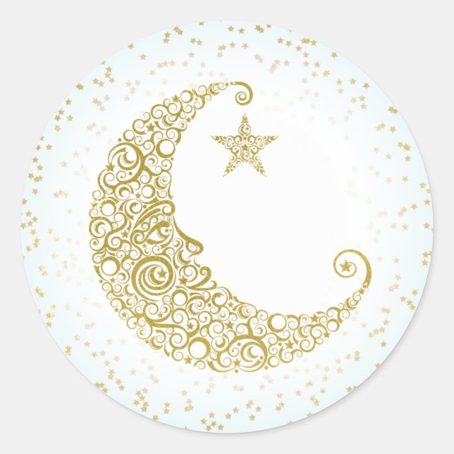 Twinkle Little Star Gold Moon Sticker Blue (Front)