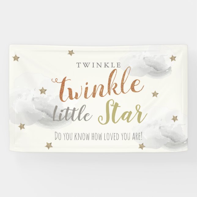 Twinkle Little Star Grey Baby Shower Banner (Horizontal)