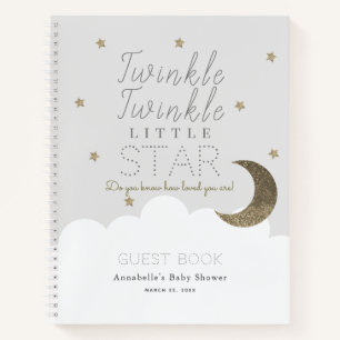 Twinkle Little Star Grey Baby Shower Guest Book