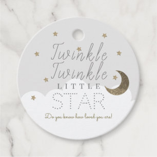 Twinkle Little Star Grey Baby Shower Thank You Favour Tags