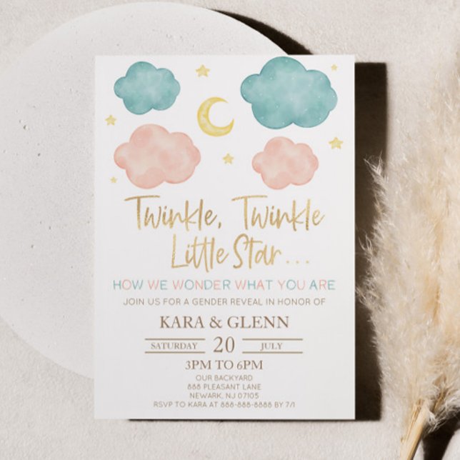 Twinkle Little Star How We Wonder Gender Reveal Invitation (Creator Uploaded)