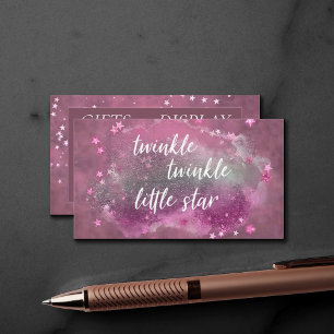 Twinkle Little Star Mauve Pink Grey Gift Display Enclosure Card