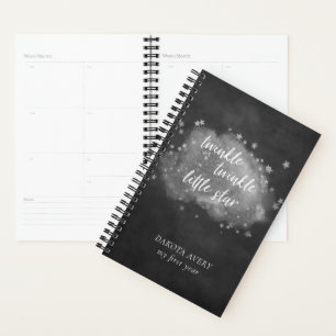 Twinkle Little Star   Minimalist Charcoal Silver Planner