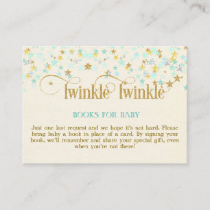 Twinkle Little Star Mint Gold Book Request Card