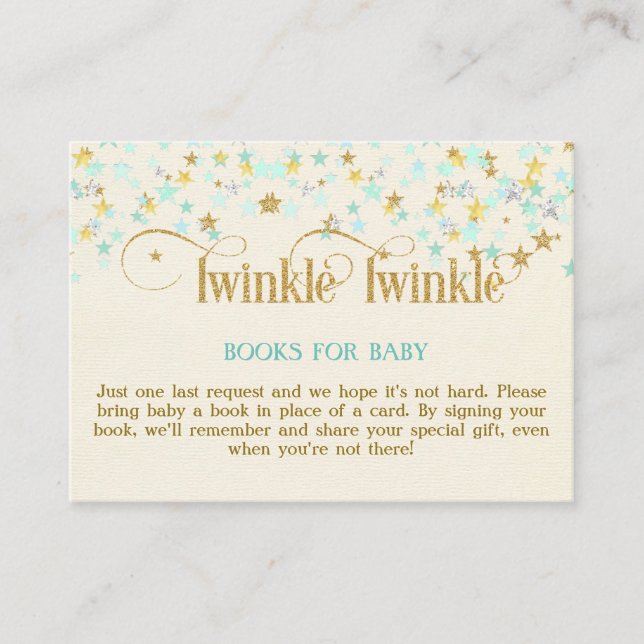 Twinkle Little Star Mint Gold Book Request Card (Front)