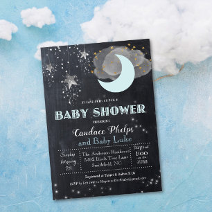 Twinkle Little Star Moon Baby Shower Invitation