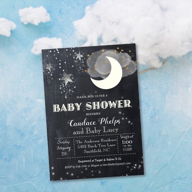 Twinkle Little Star Moon Baby Shower Invitation (Creator Uploaded)