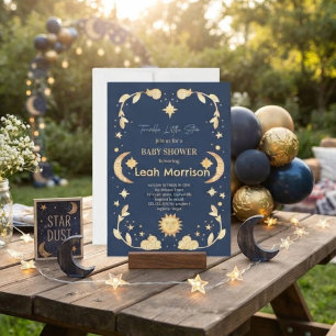 Twinkle Little Star Moon & Stars Baby Shower Invitation