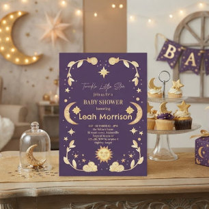 Twinkle Little Star Moon & Stars Baby Shower Invitation
