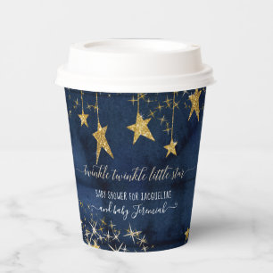 Twinkle Little Star Navy Blue Gold Boy Baby Shower Paper Cups