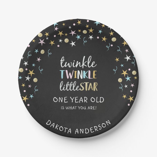Twinkle Little Star One Year Old Is What You Are! Paper Plate (Front)