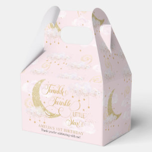 Twinkle Little Star Pastel Pink One 1st Birthday Favour Box