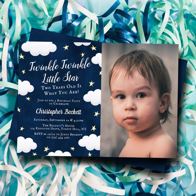 Twinkle Little Star Photo 2nd Birthday Invitation (Creator Uploaded)