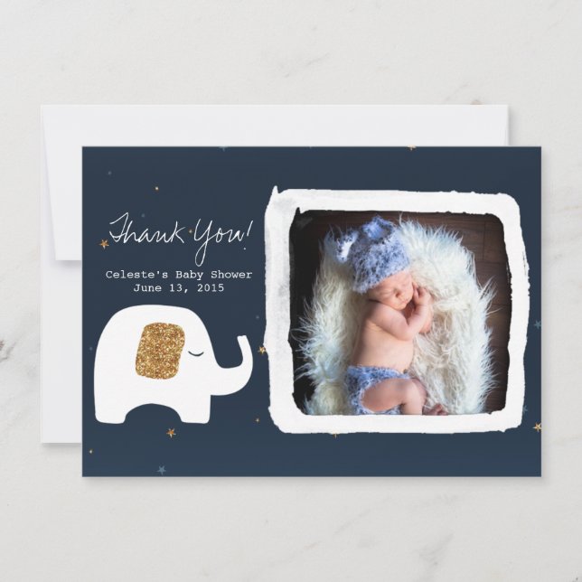 Twinkle Little Star Photo Baby Shower Thank You Card (Front)
