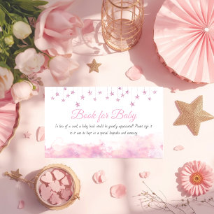 Twinkle Little Star Pink Baby Shower Book Request Enclosure Card