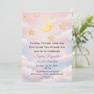 Twinkle Little Star Pink Baby Shower Invitation