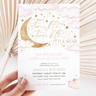 Twinkle Little Star Pink Baby Shower Invitation
