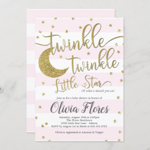 Twinkle Little Star Pink Baby Shower Invitation