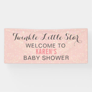 Twinkle Little Star Pink Baby Shower Personalized Banner