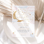 Twinkle Little Star Pink Blue Gender Reveal Invitation<br><div class="desc">Twinkle,  Twinkle Little Star. How we wonder what you are? - A cute pink,  blue and faux gold gender reveal invitation with stars,  moon and cloud design.</div>