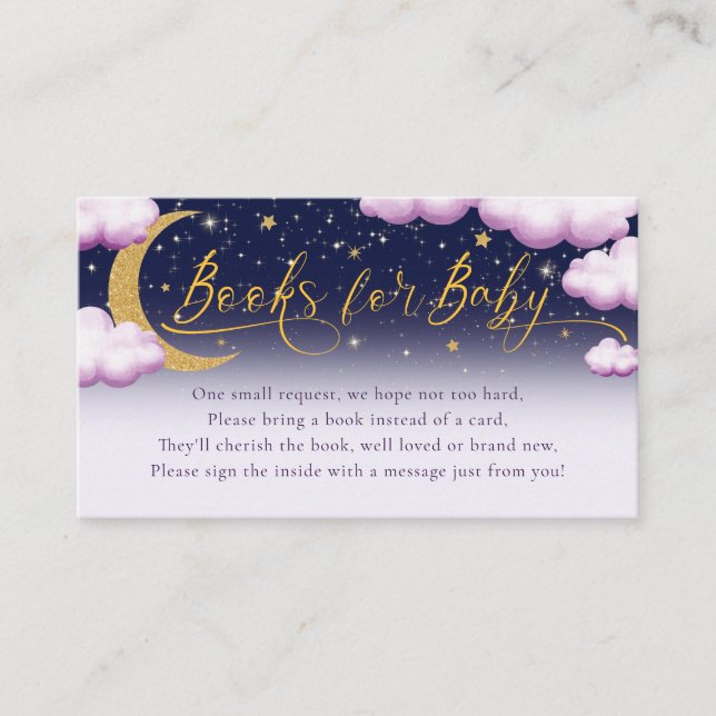 Twinkle Little Star Pink Girl Baby Shower Books Enclosure Card (Front)