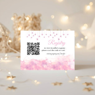 Twinkle Little Star Pink Girl Baby Shower Registry Enclosure Card
