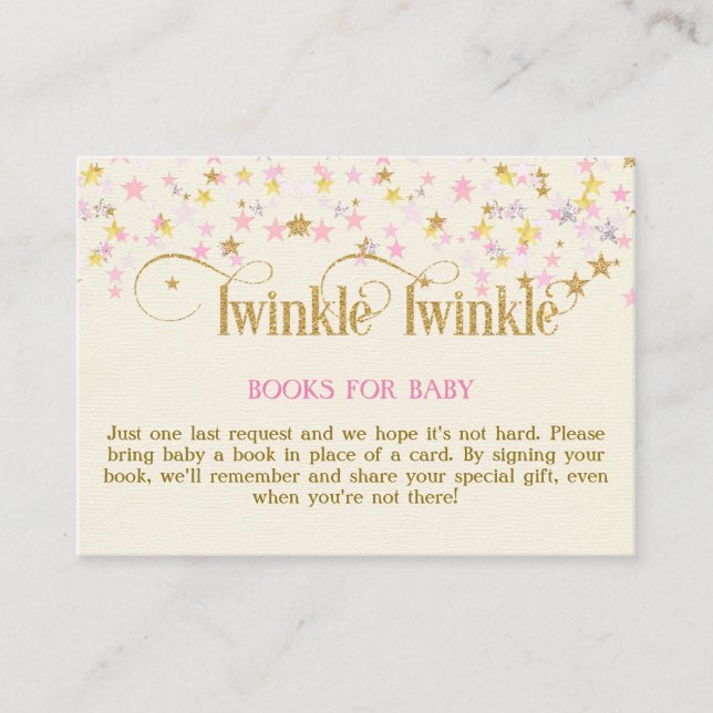 Twinkle Little Star Pink Gold Book Request Card (Front)