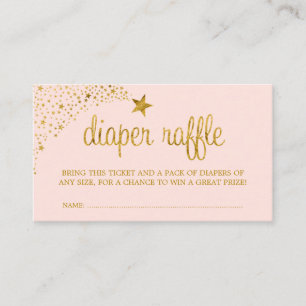 Twinkle Little Star Pink Gold Diaper Raffle Ticket Enclosure Card