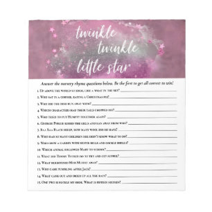 Twinkle Little Star   Pink Grey Nursery Rhyme Quiz Notepad