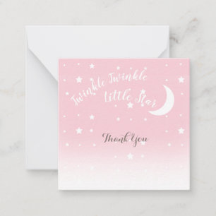 Twinkle little star pink thank you note card