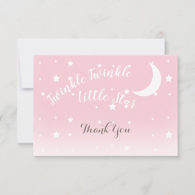 Twinkle little star pink thank you notecards (Front)