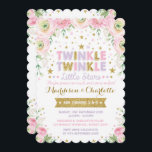 Twinkle Little Star Twins Sisters Birthday Invite<br><div class="desc">Twinkle Twinkle Little Star Birthday Invitation for Twins / Siblings
Featuring lush pink watercolor flowers and pink,   purple & gold confetti
Matching Items Available at Our Store!</div>