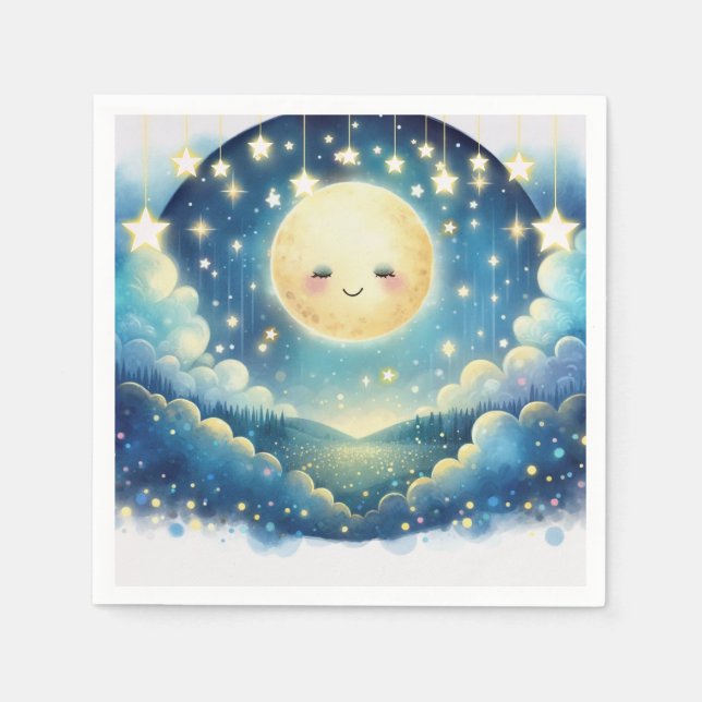 Twinkle Little Star Watercolor Baby Shower Napkin (Front)