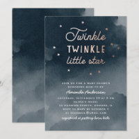 Twinkle little star. Watercolor navy baby shower