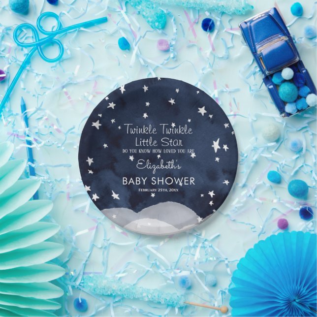 Twinkle Little Star Whimsical Baby Shower Paper Pl Plate (Party)