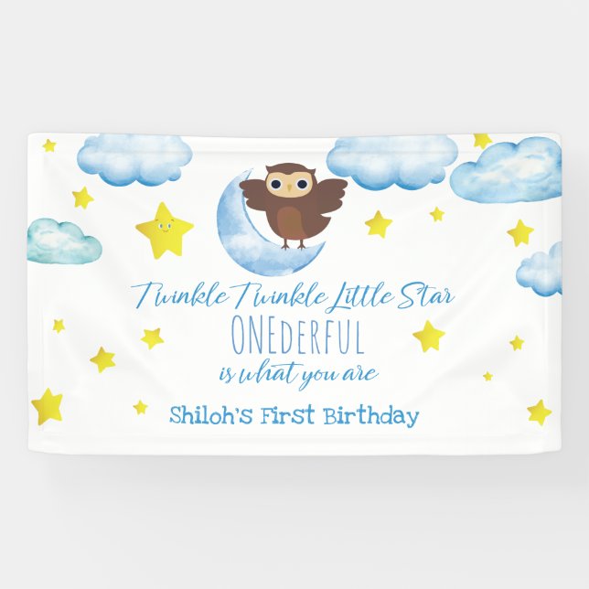 Twinkle Little Star with Friendly Brown Owl Banner (Horizontal)