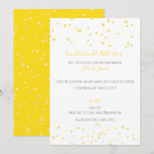 Twinkle Little Stars Baby Shower Invitations (Front/Back)