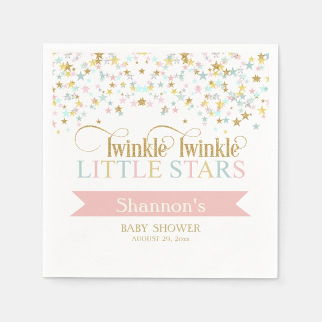 Twinkle Little Stars Twins Baby Shower Any Colour Napkin (Front)