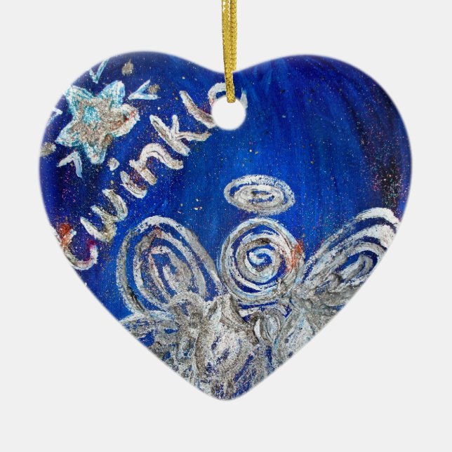 Twinkle Silver Angel Art Gift Holiday Ornament (Front)