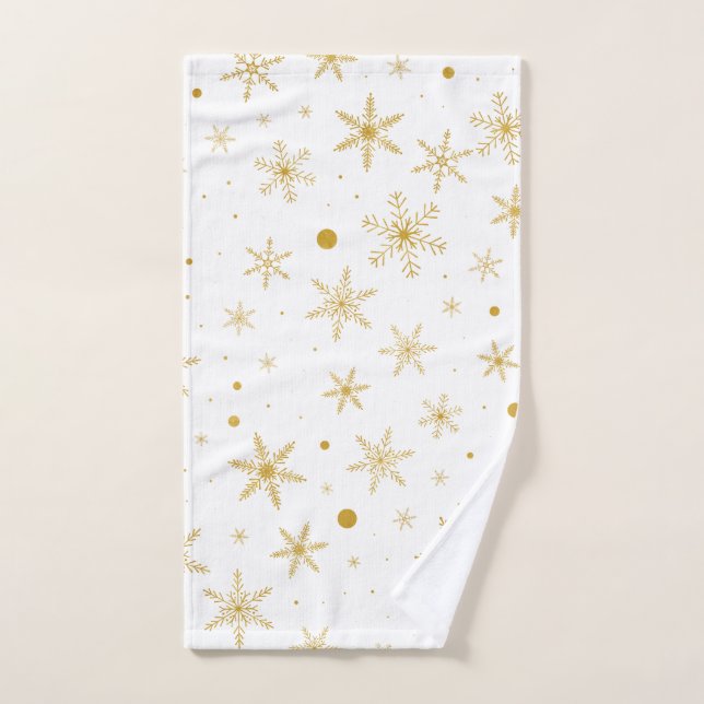 Twinkle Snowflake 3 -Gold & White- Hand Towel (Hand Towel)