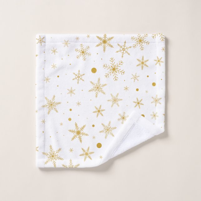 Twinkle Snowflake 3 -Gold & White- Wash Cloth (Wash Cloth)