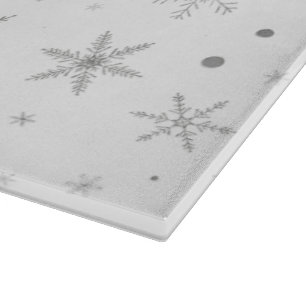 Twinkle Snowflake -Silver Grey & White- Cutting Board