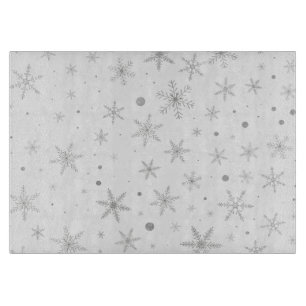 Twinkle Snowflake -Silver Grey & White- Cutting Board