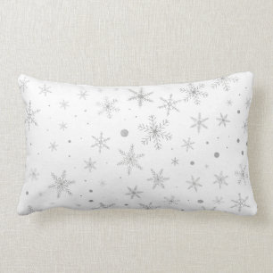 Twinkle Snowflake -Silver Grey & White- Lumbar Cushion