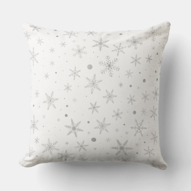 Twinkle Snowflake -Silver Grey & White- Outdoor Cushion (Front)